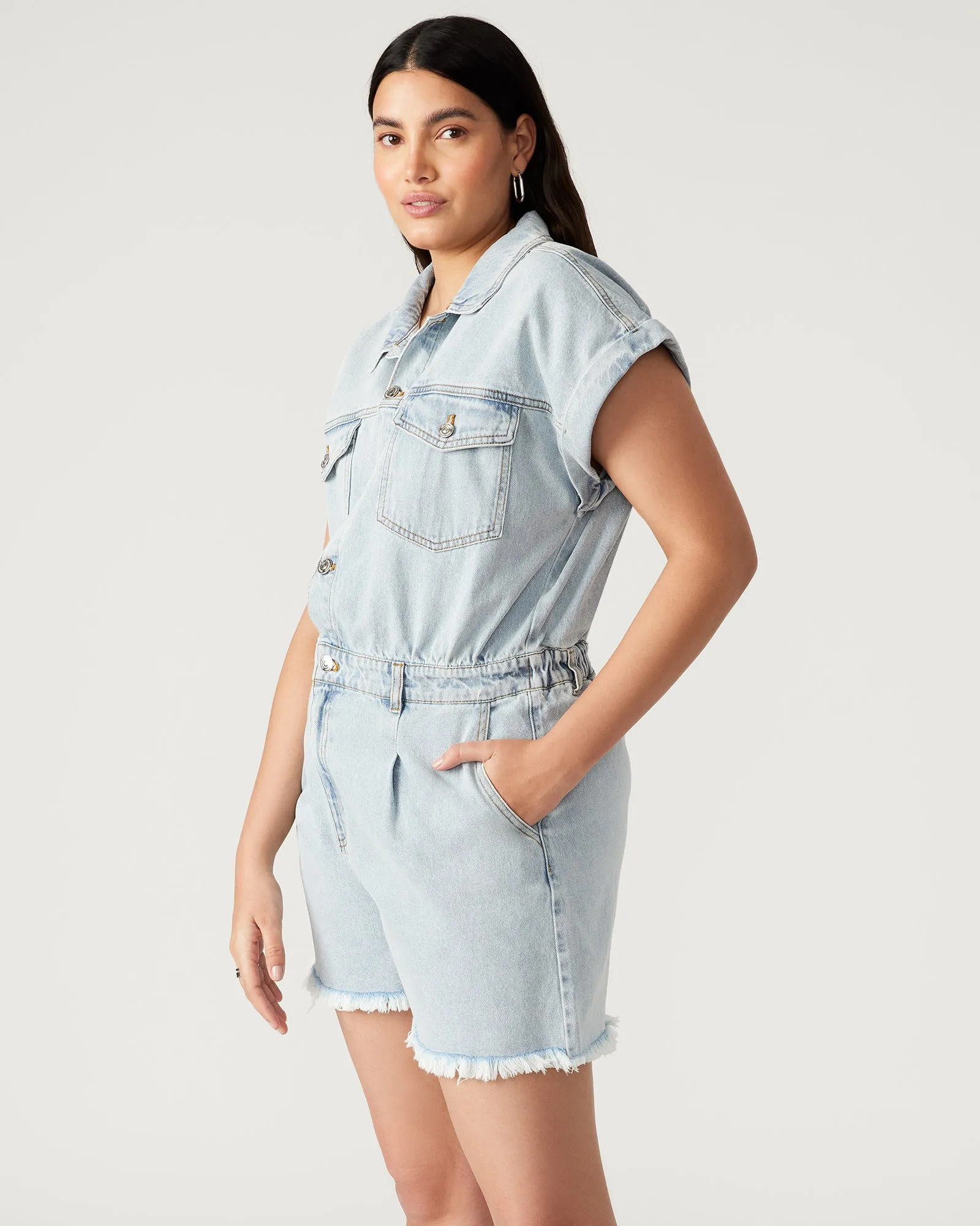 CALLIOPE DENIM ROMPER sold by Steve Madden product image thumbnail 3
