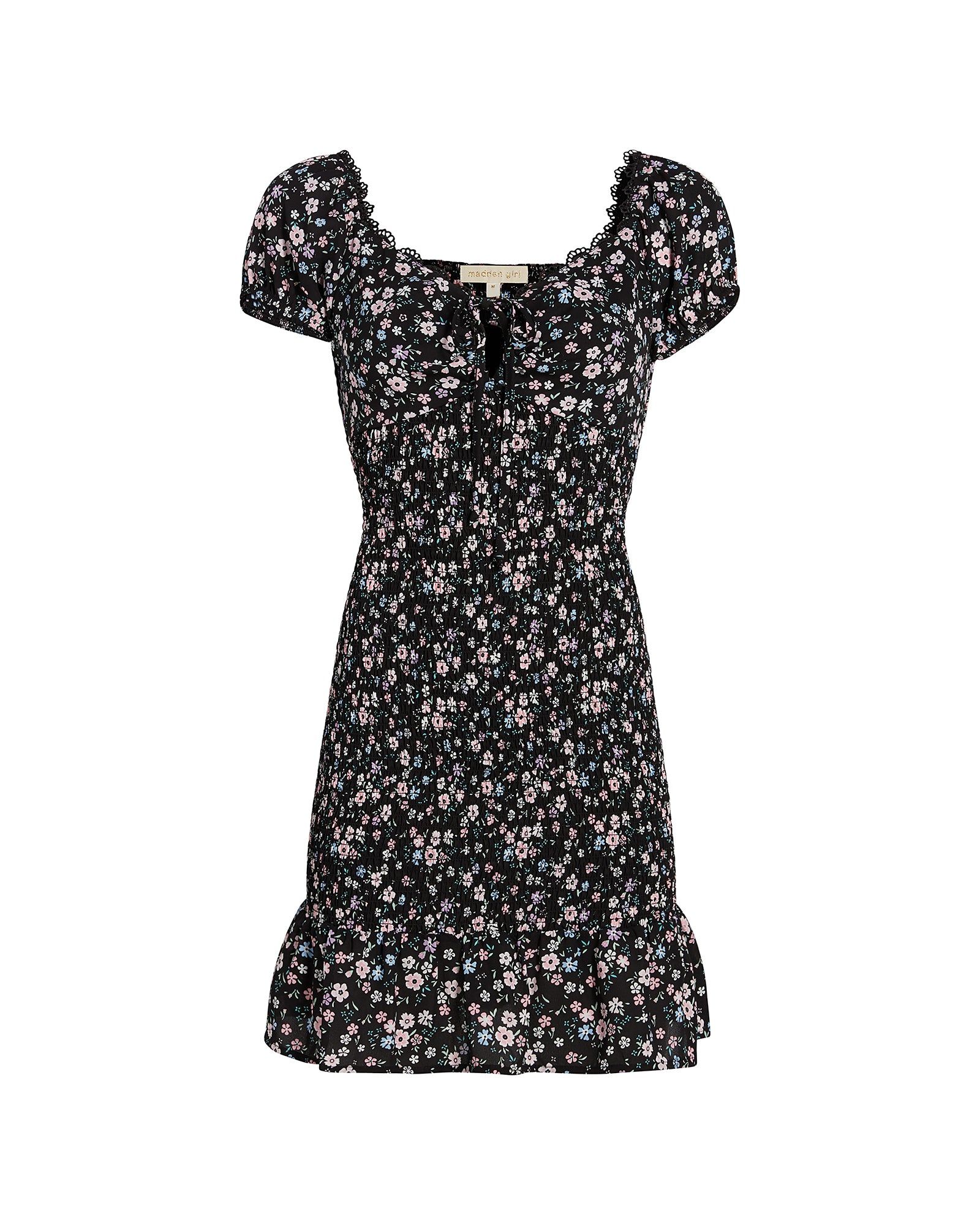 SMOCKED FLORAL DRESS BLACK sold by Steve Madden product image thumbnail 4