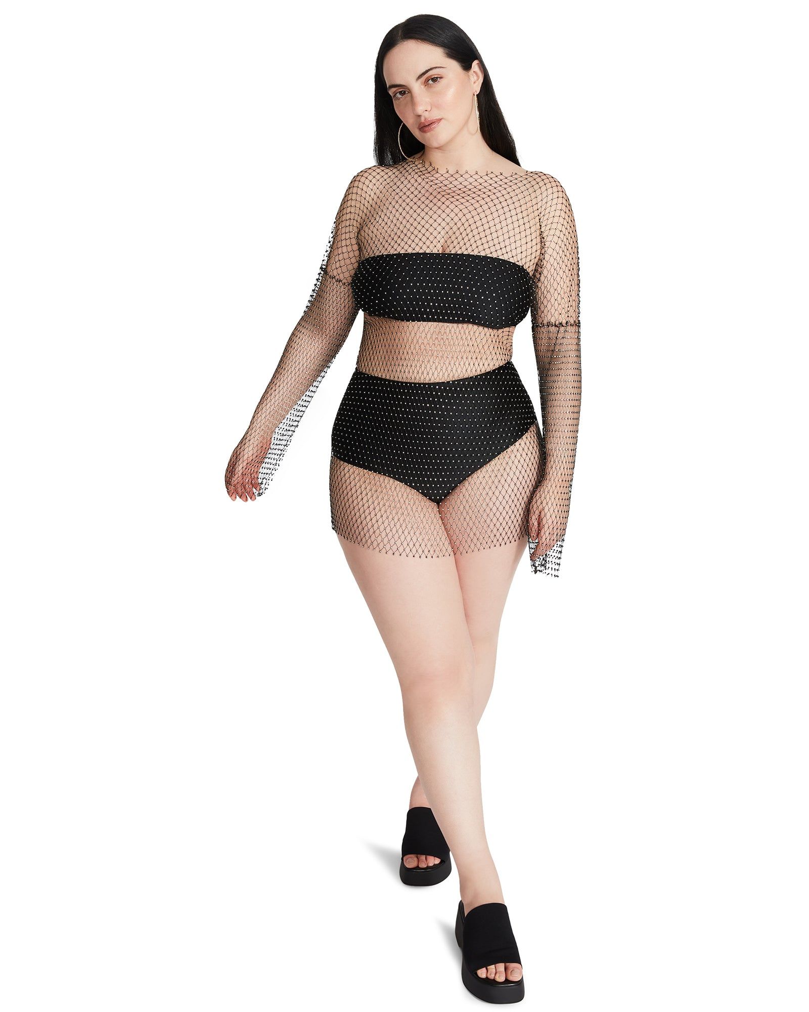 MESH RHINESTONE MINI DRESS BLACK sold by Steve Madden product image thumbnail 2