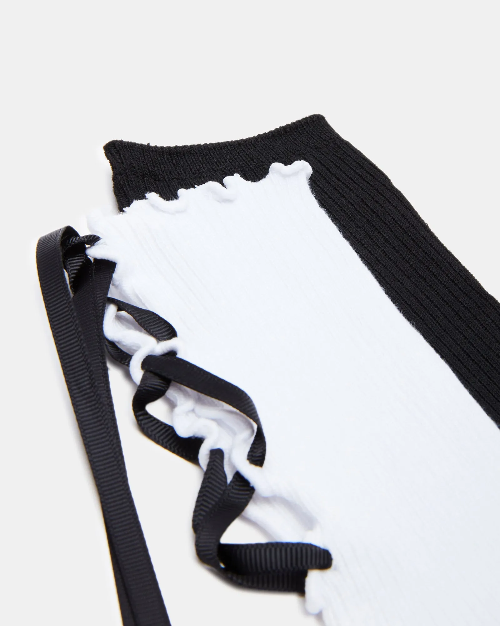 LACE UP CREW SOCKS BLACK/WHITE sold by Steve Madden product image thumbnail 4