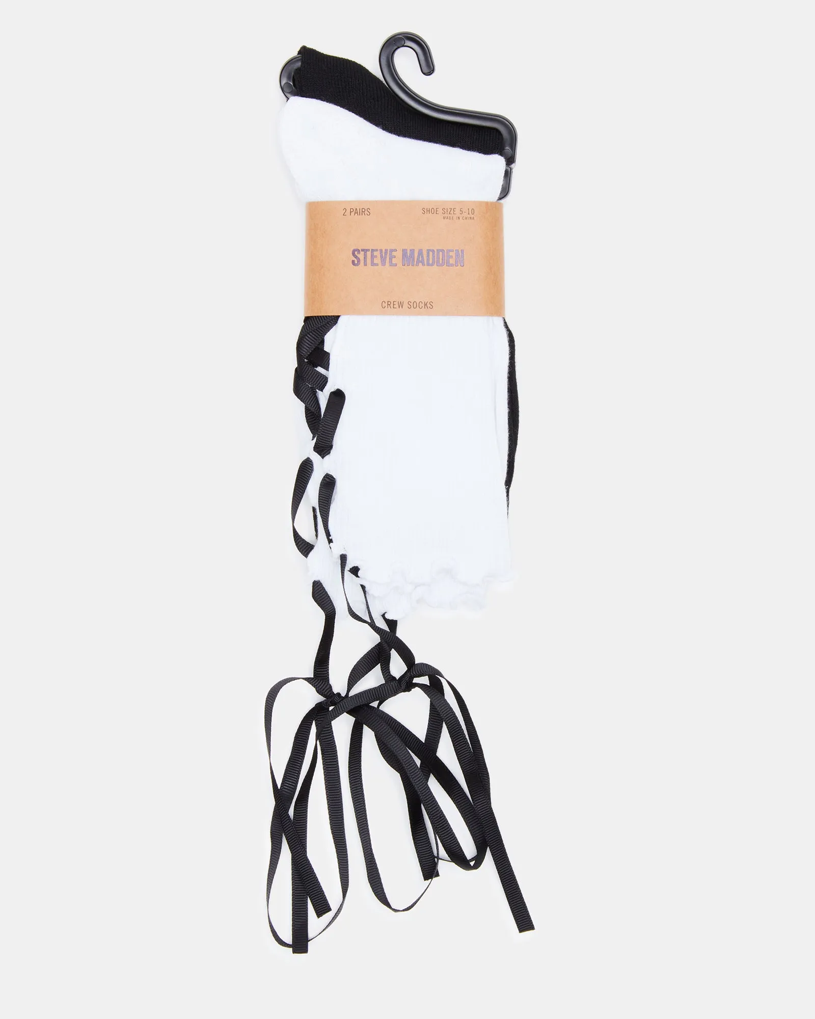 LACE UP CREW SOCKS BLACK/WHITE sold by Steve Madden product image thumbnail 3