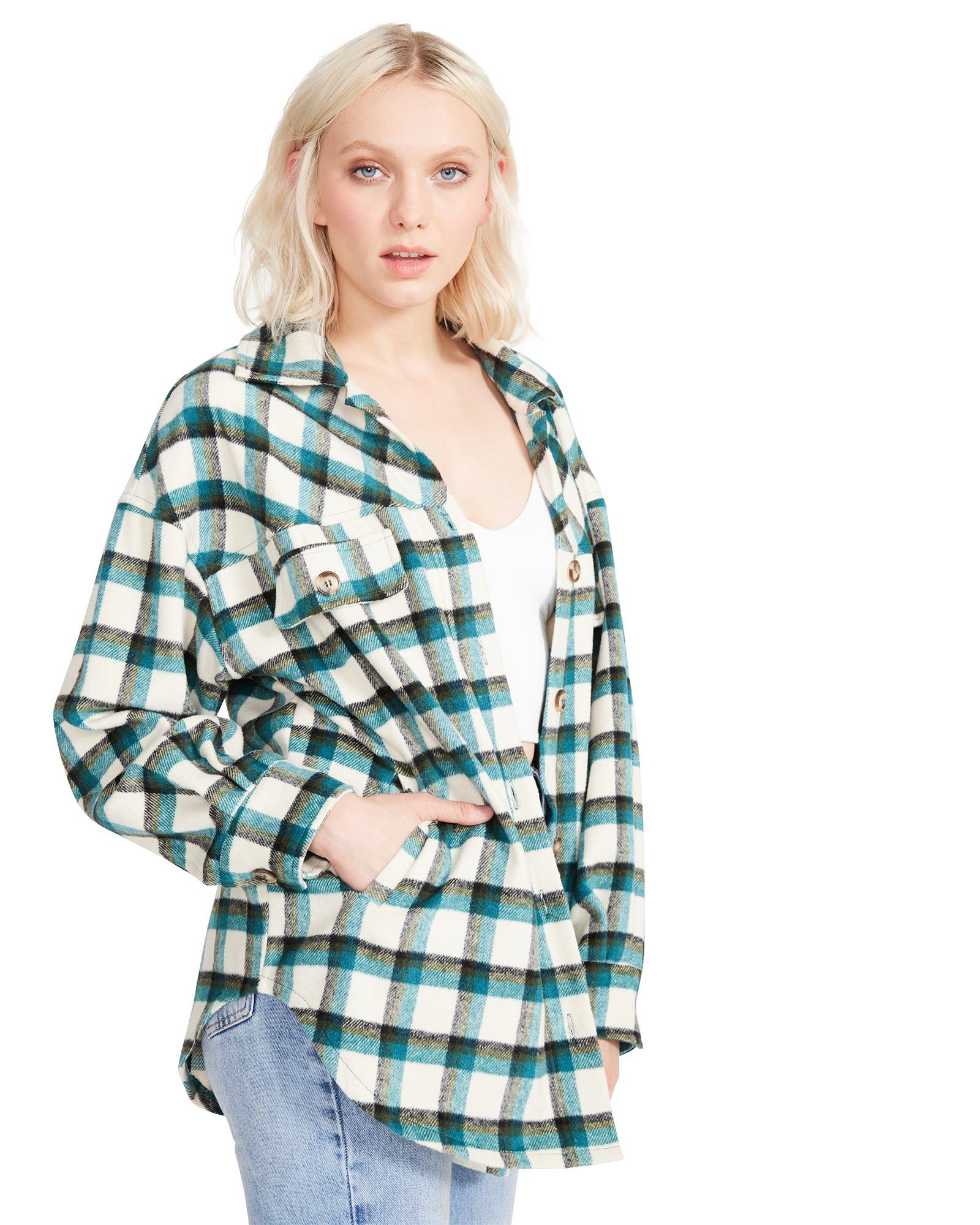 PLAID BUTTON DOWN GREEN sold by Steve Madden product image thumbnail 3