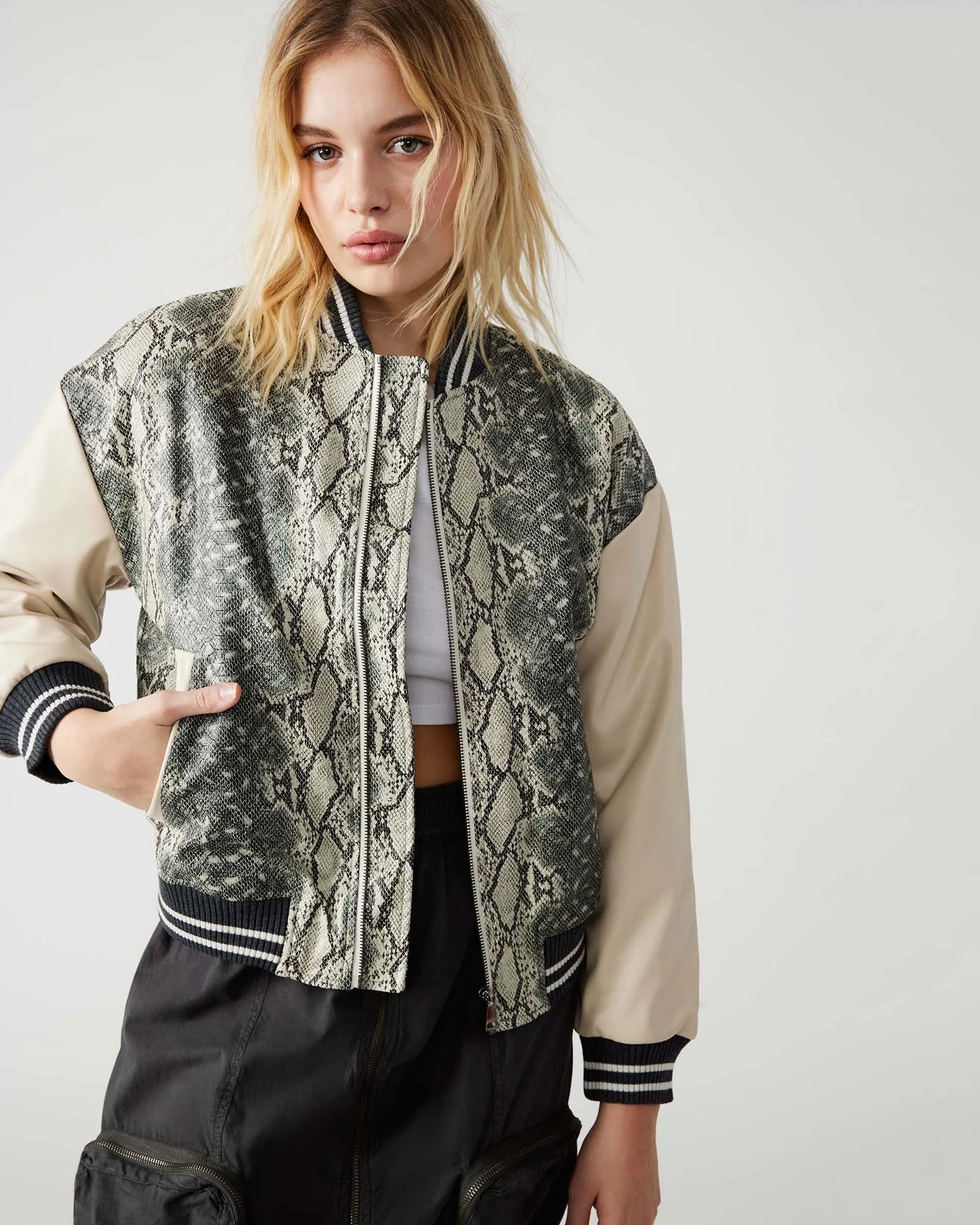 ALEXANDRA JACKET SNAKE sold by Steve Madden
