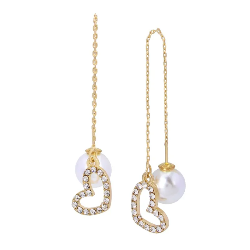 HEART PEARL FRONT BACK EARRINGS GOLD sold by Steve Madden