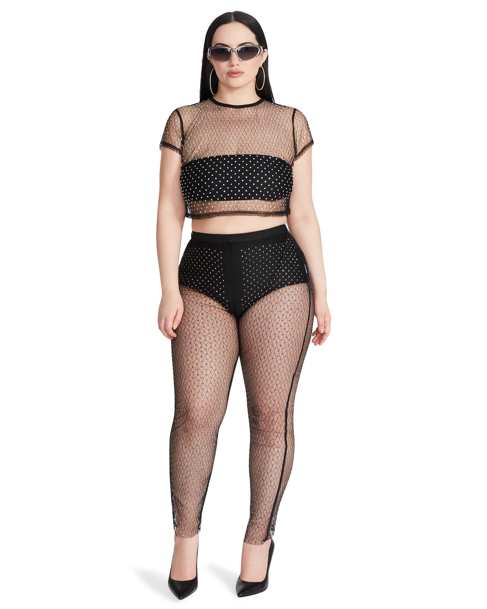 MESH RHINESTONE PANTS BLACK sold by Steve Madden product image thumbnail 2