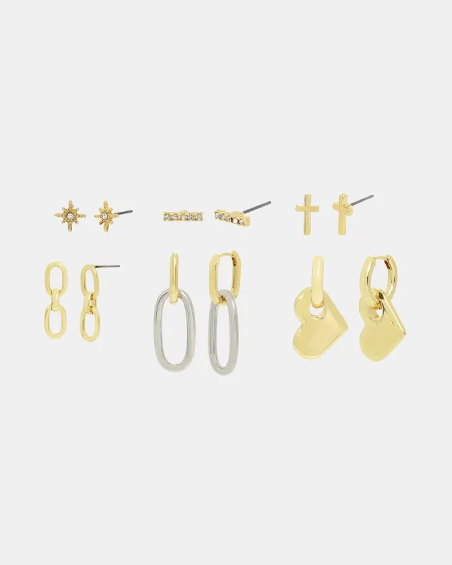 CHAIN LINK EARRING SET MULTI sold by Steve Madden