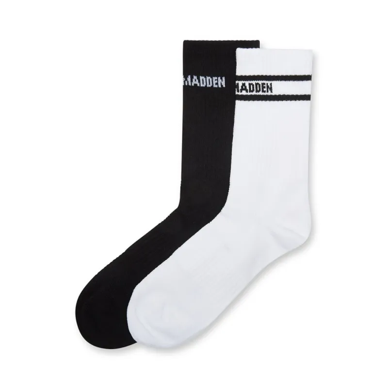 BAND LOGO CREW SOCK WHITE BLACK sold by Steve Madden