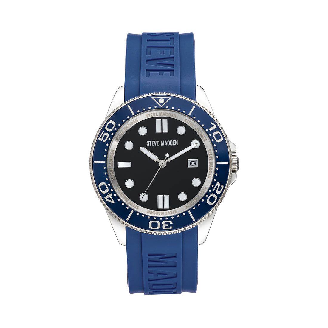 RUBBERIZED ENAMEL CASE WATCH BLUE sold by Steve Madden