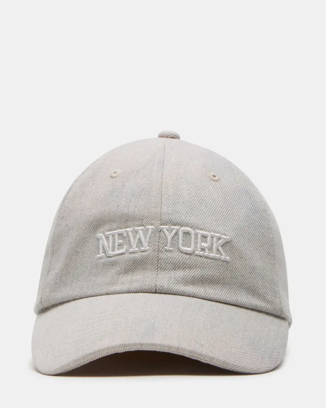 NEW YORK CITY DAD CAP WHITE/DENIM sold by Steve Madden