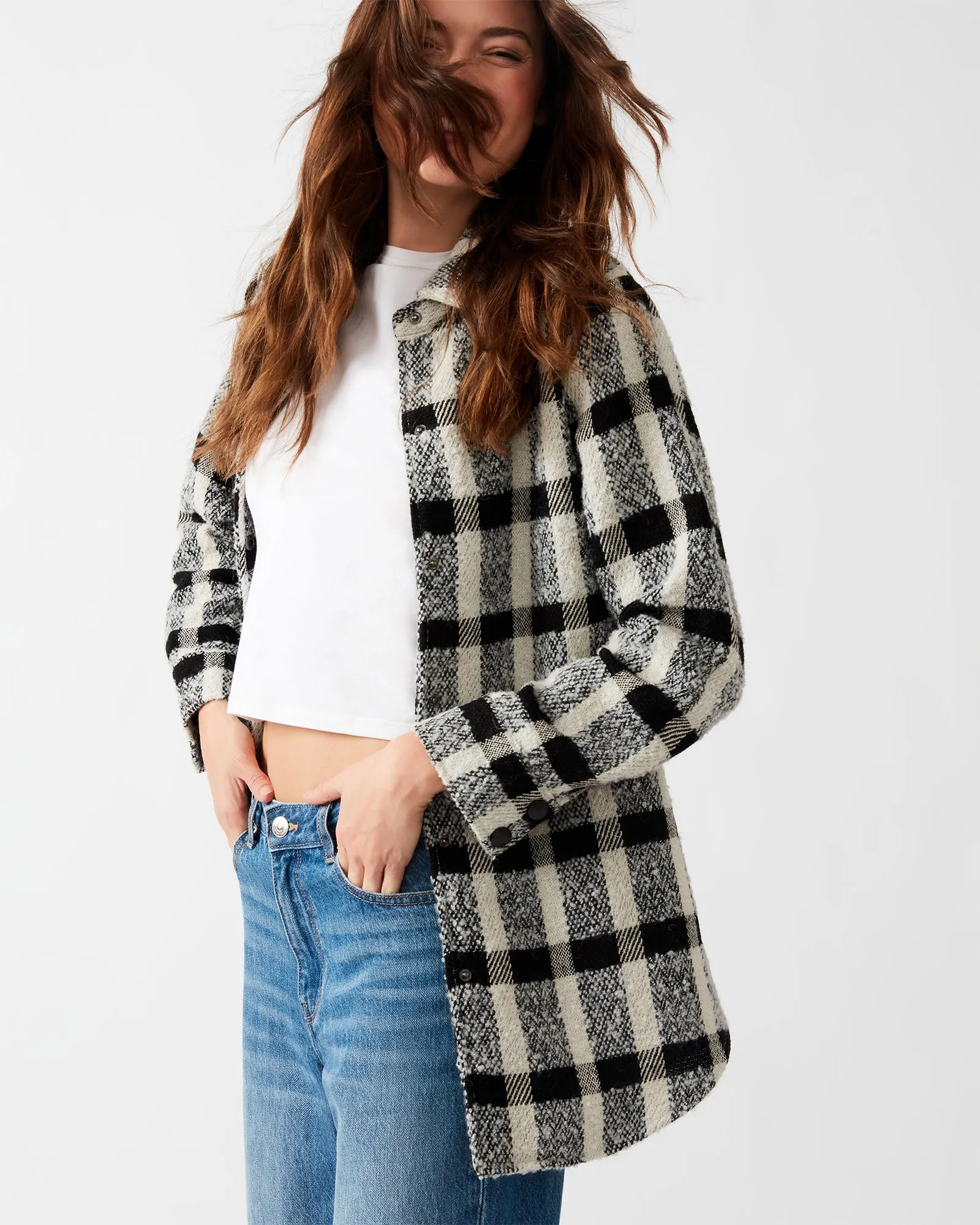 ELDRIDGE PLAID COAT BLACK sold by Steve Madden product image thumbnail 2