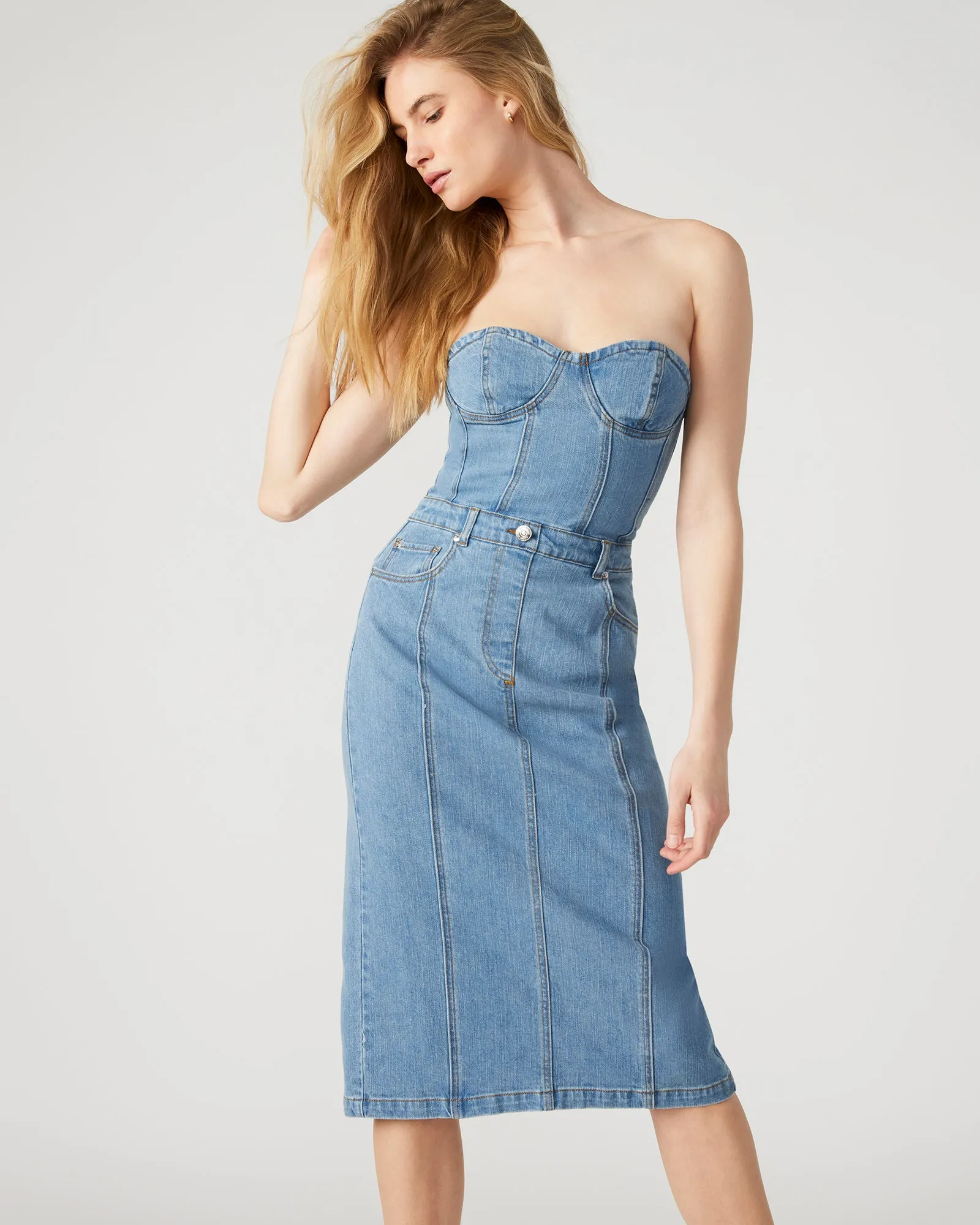 ANYA DENIM DRESS sold by Steve Madden product image thumbnail 3