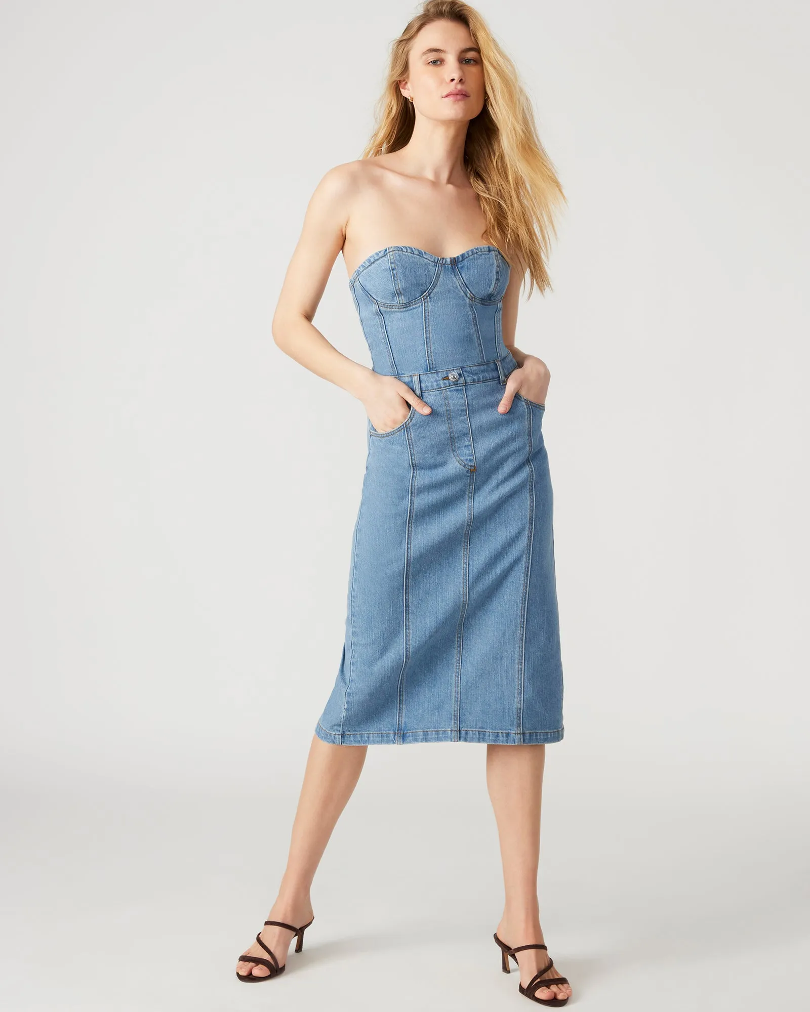 ANYA DENIM DRESS sold by Steve Madden product image thumbnail 2
