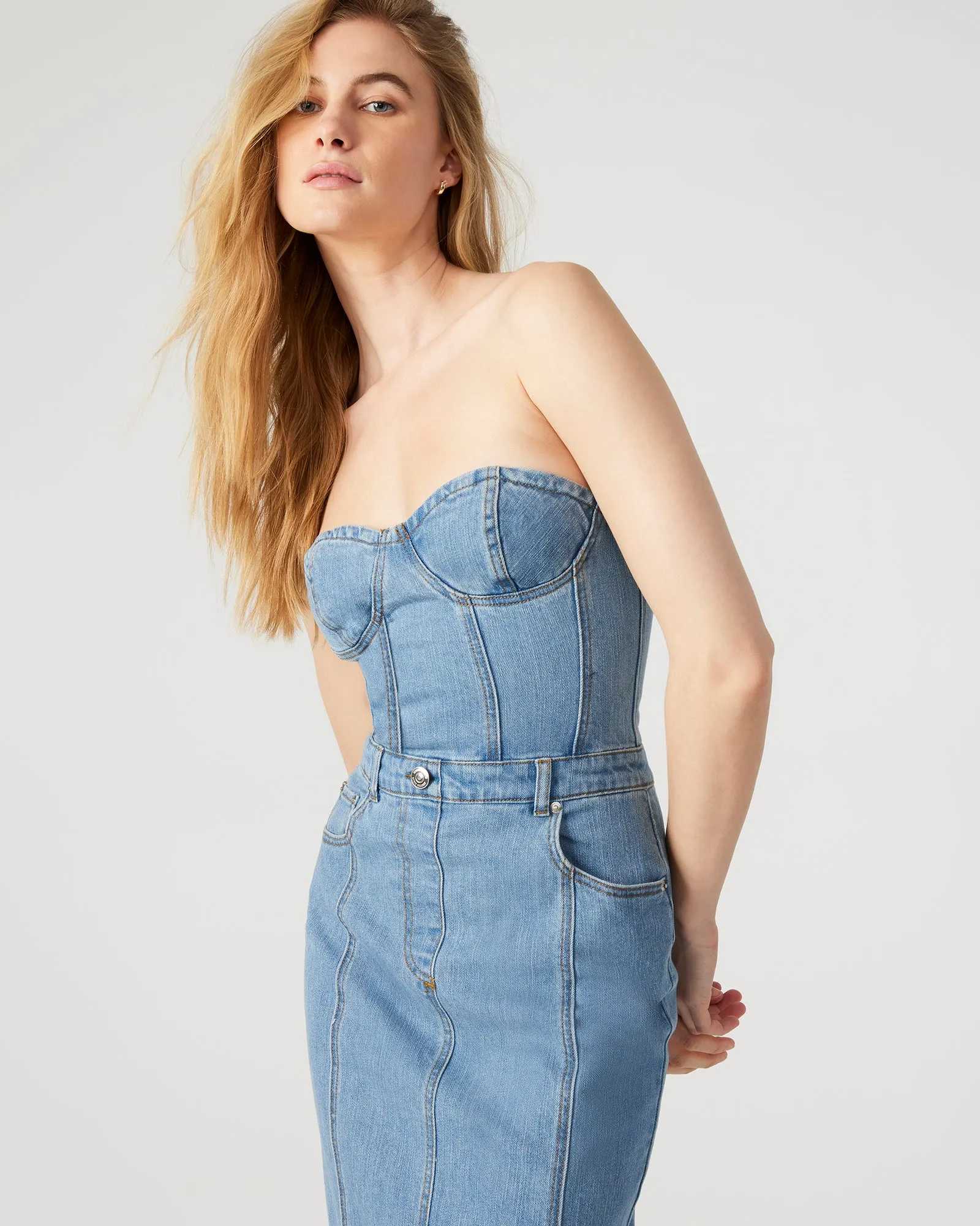 ANYA DENIM DRESS sold by Steve Madden product image thumbnail 5
