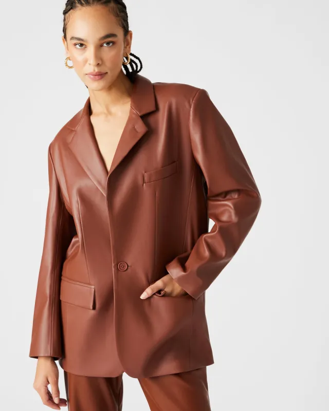 IMAAN FAUX LEATHER BLAZER COGNAC sold by Steve Madden