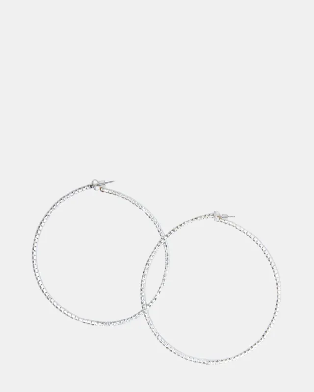 CRYSTAL HOOPS SILVER sold by Steve Madden