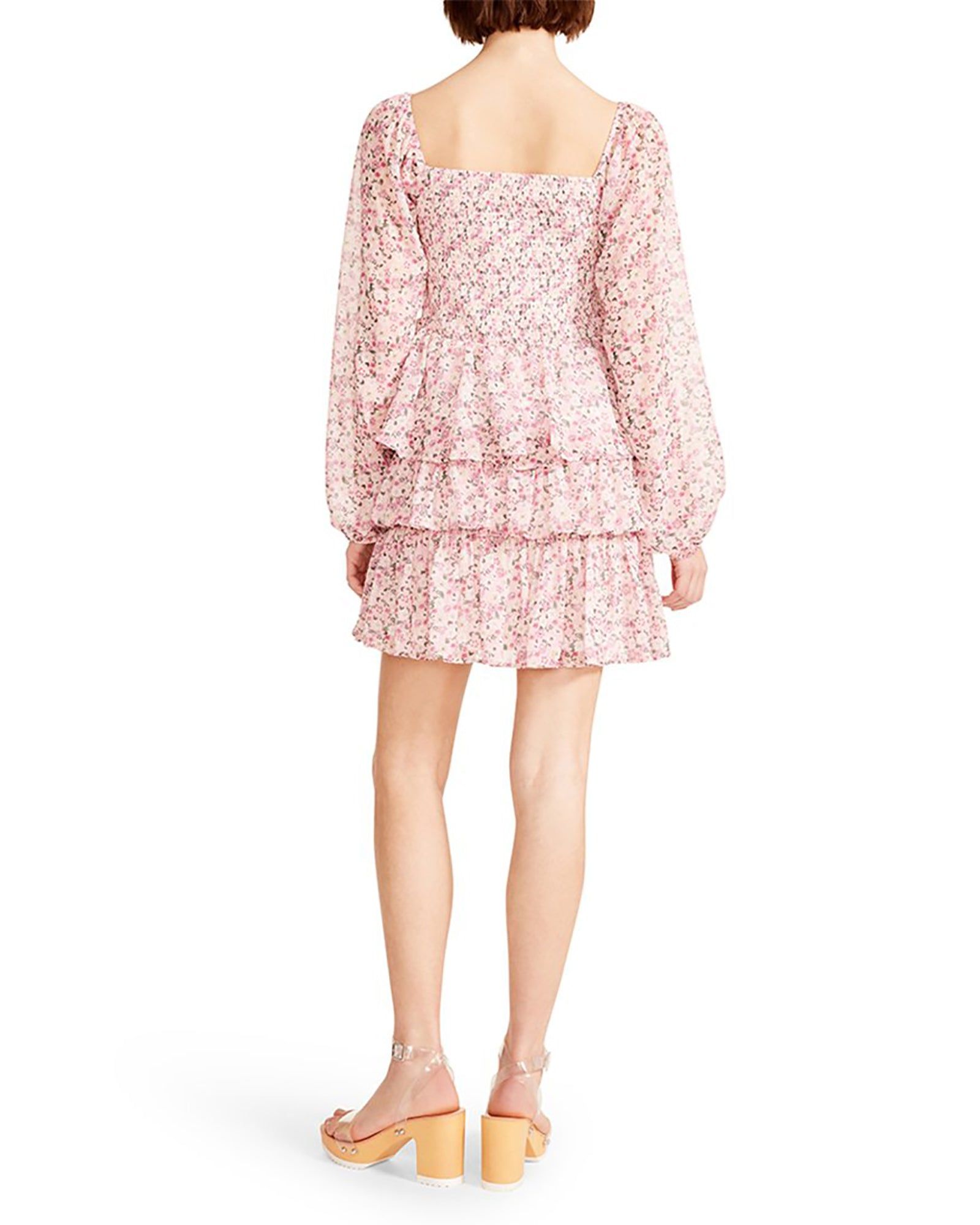 SMOCKED RUFFLE MINI DRESS PINK MULTI sold by Steve Madden product image thumbnail 3