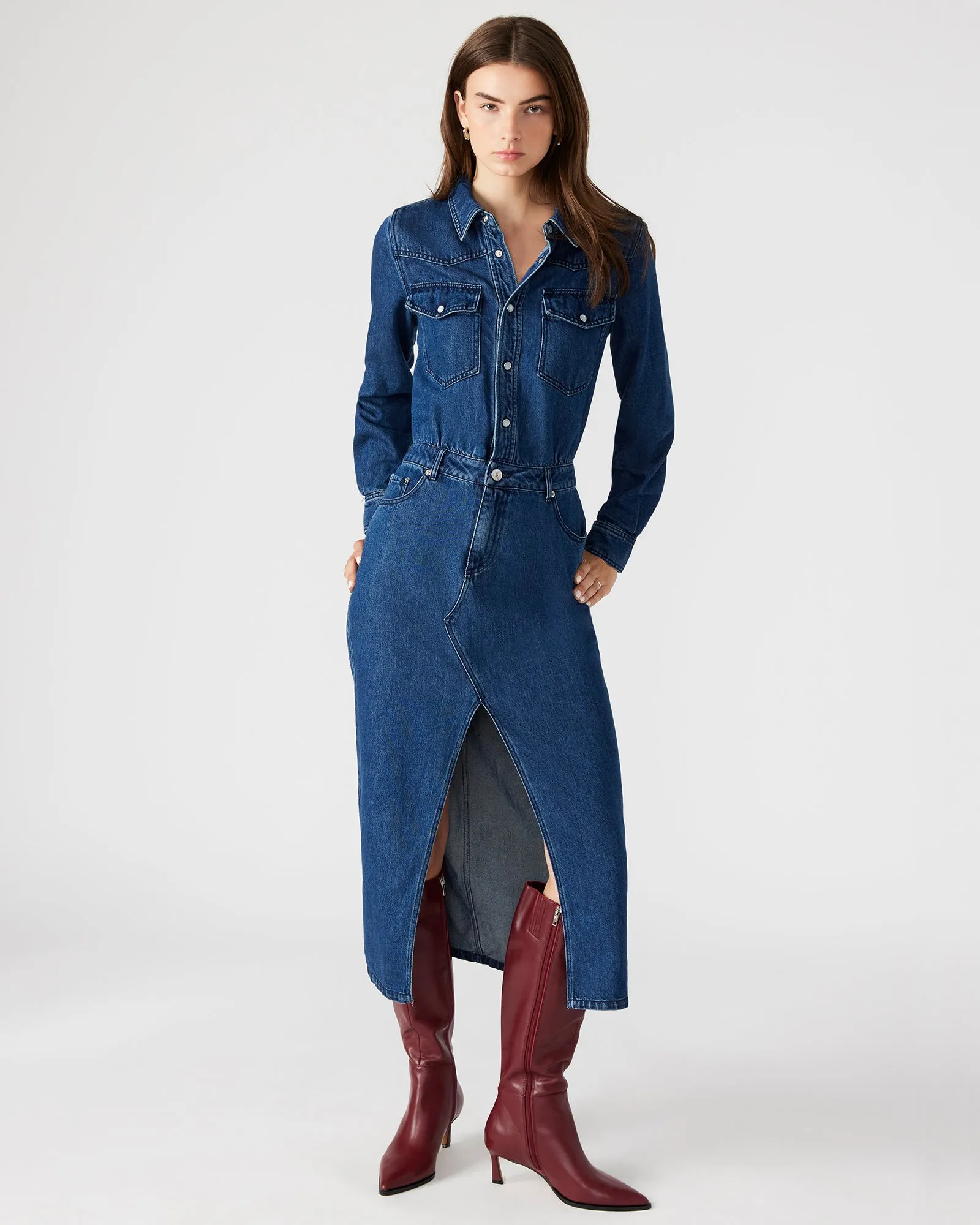DAKODA DENIM DRESS sold by Steve Madden