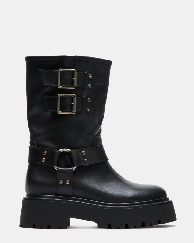 REIKA BLACK LEATHER sold by Steve Madden