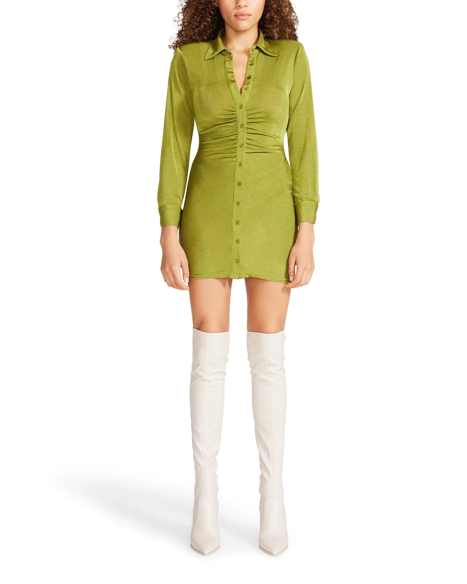 LONG SLEEVE BUTTON UP DRESS LIME - SM REBOOTED sold by Steve Madden product image thumbnail 3