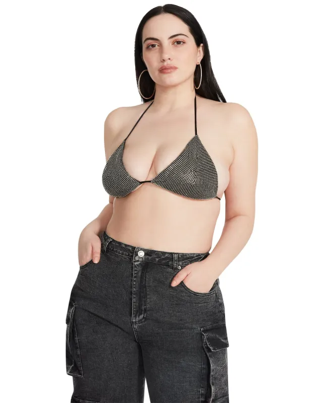RHINESTONE BIKINI TOP BLACK sold by Steve Madden