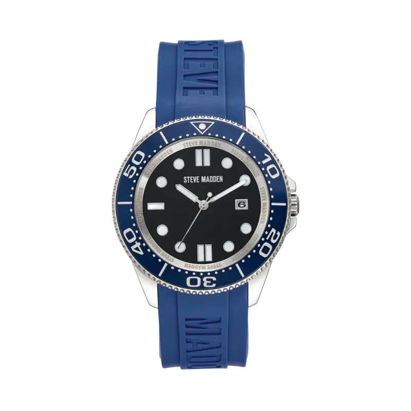 RUBBERIZED ENAMEL CASE WATCH BLUE sold by Steve Madden