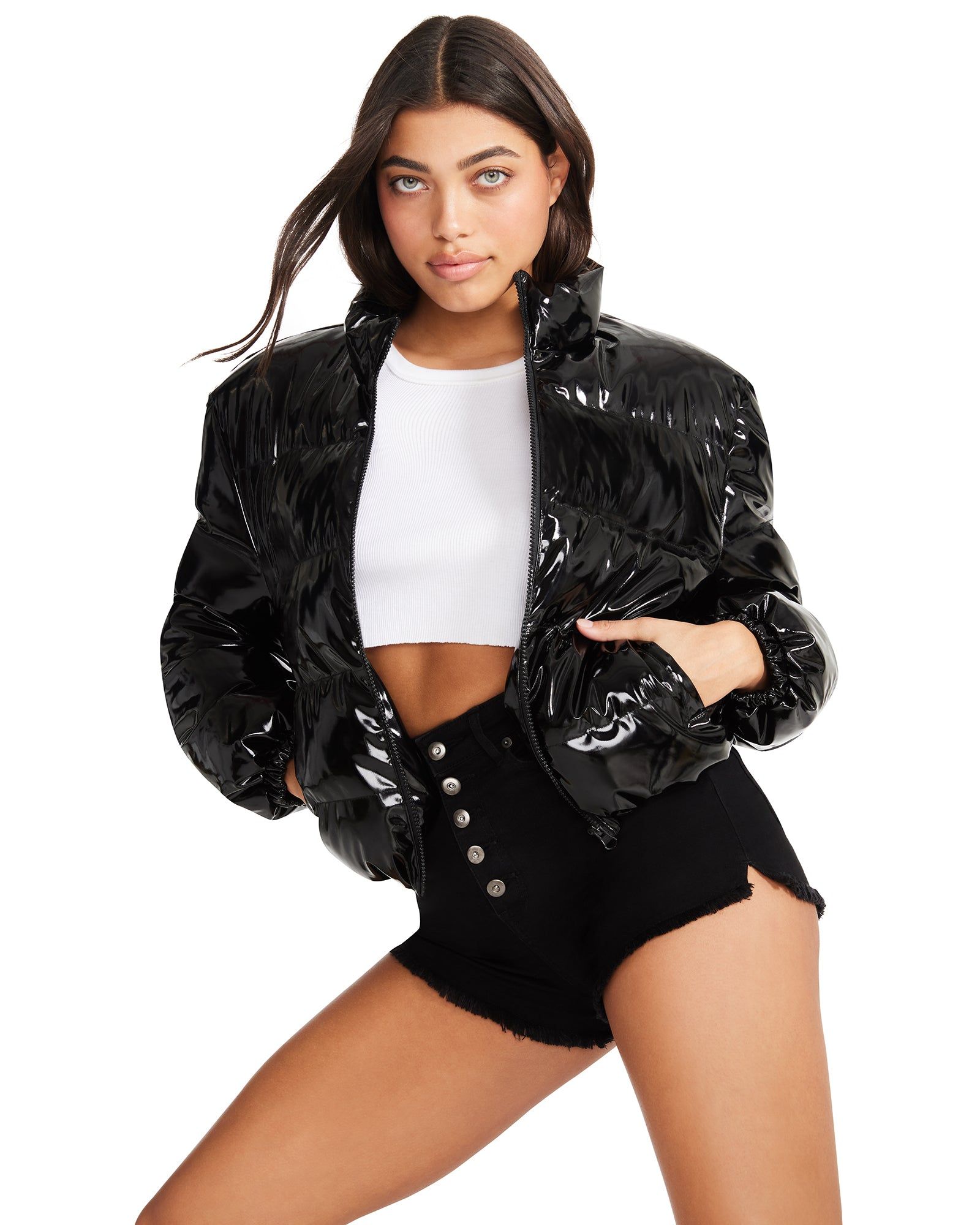 CLOUD SHINE VINYL PUFFER BLACK sold by Steve Madden