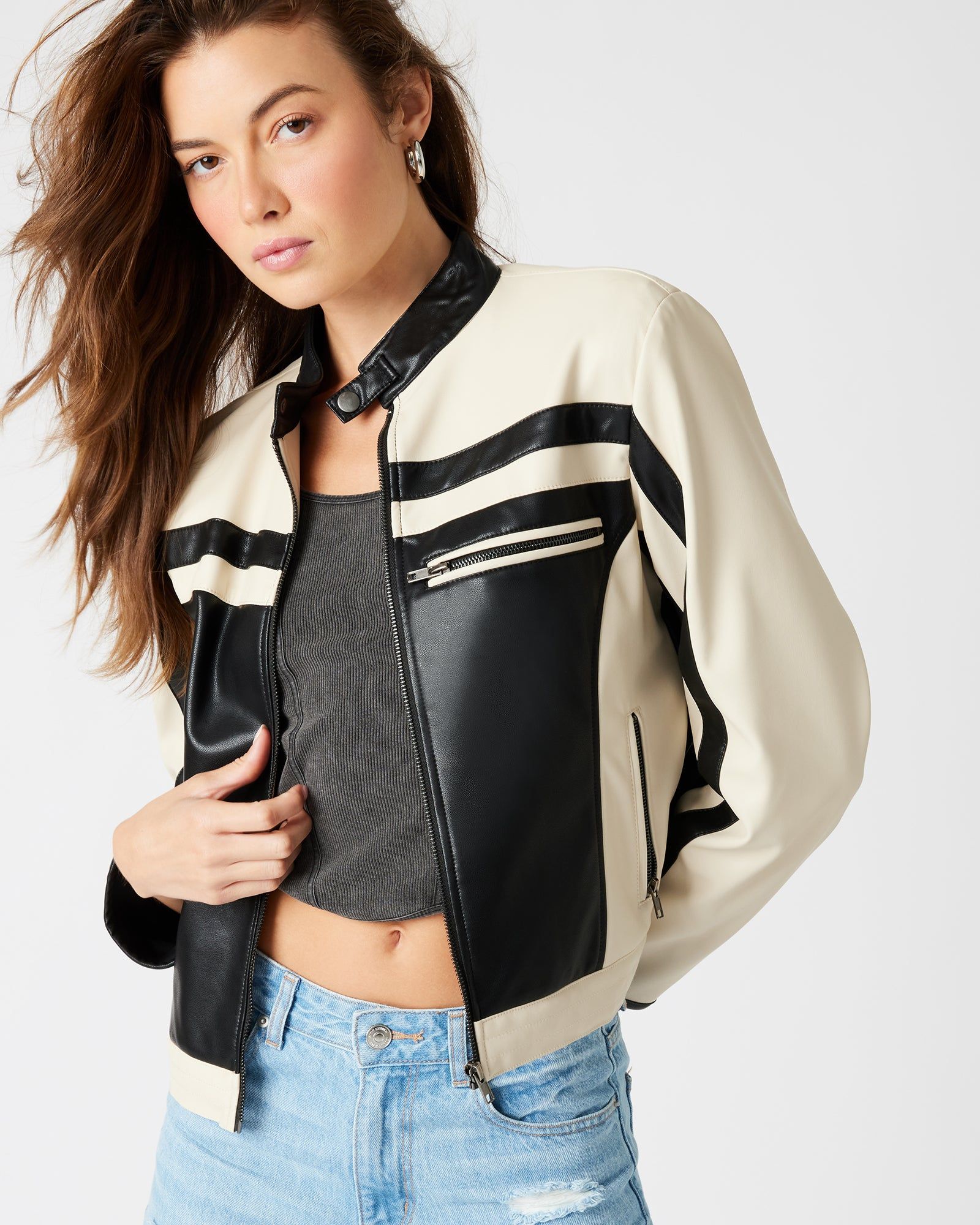 XAVI RACER JACKET BLACK/WHITE sold by Steve Madden product image thumbnail 2