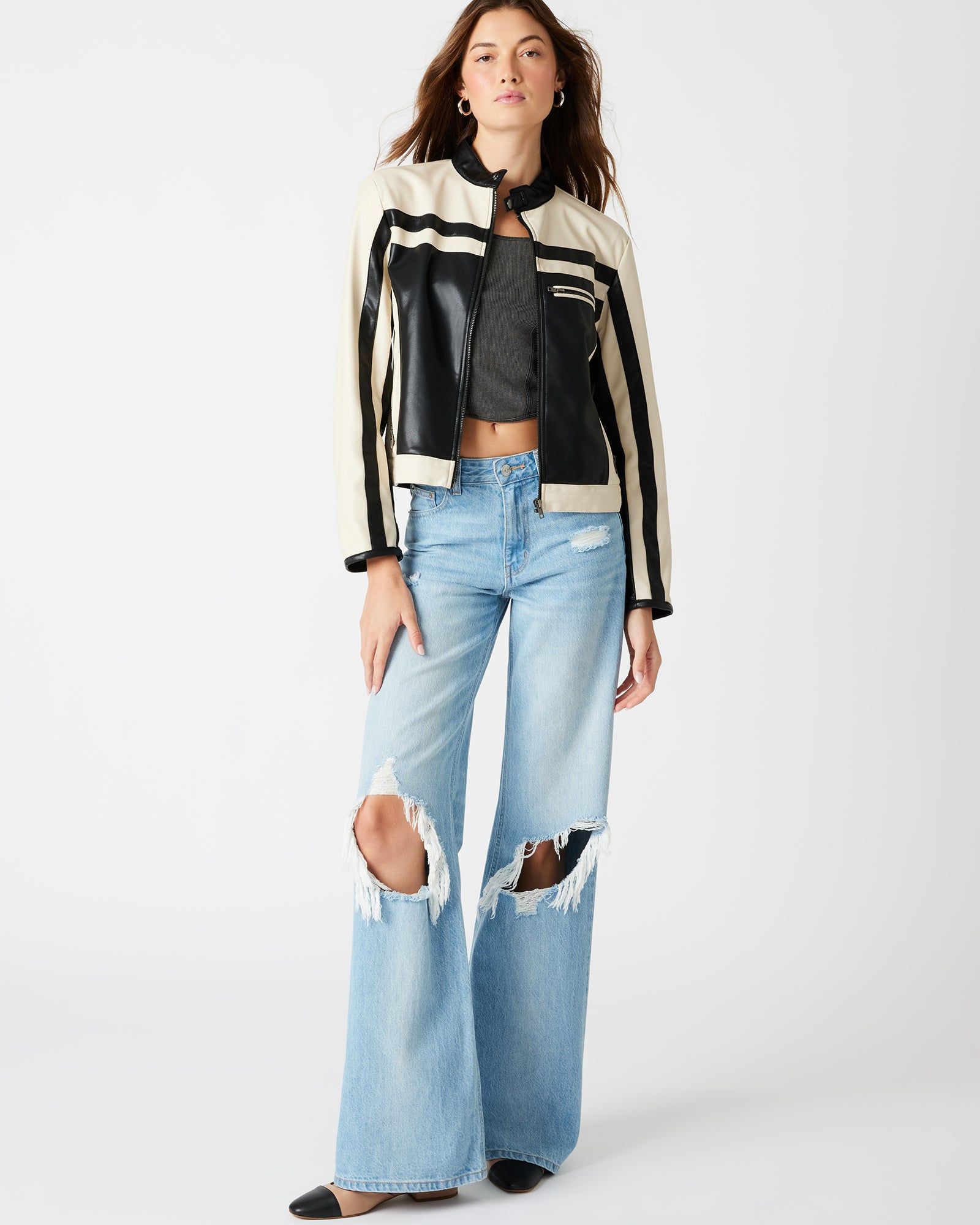 XAVI RACER JACKET BLACK/WHITE sold by Steve Madden product image thumbnail 5