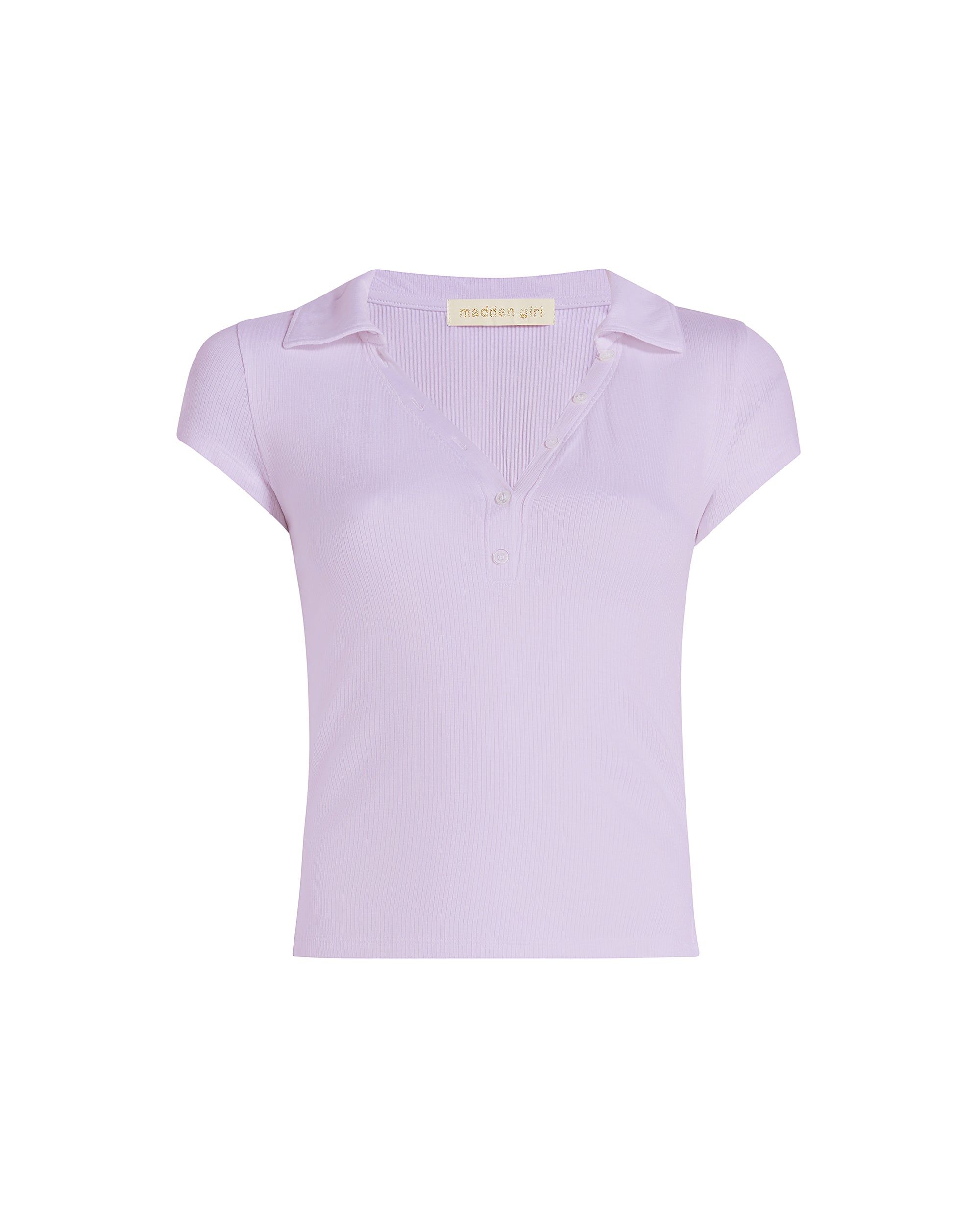 COLLARED V-NECK TEE LILAC sold by Steve Madden product image thumbnail 5
