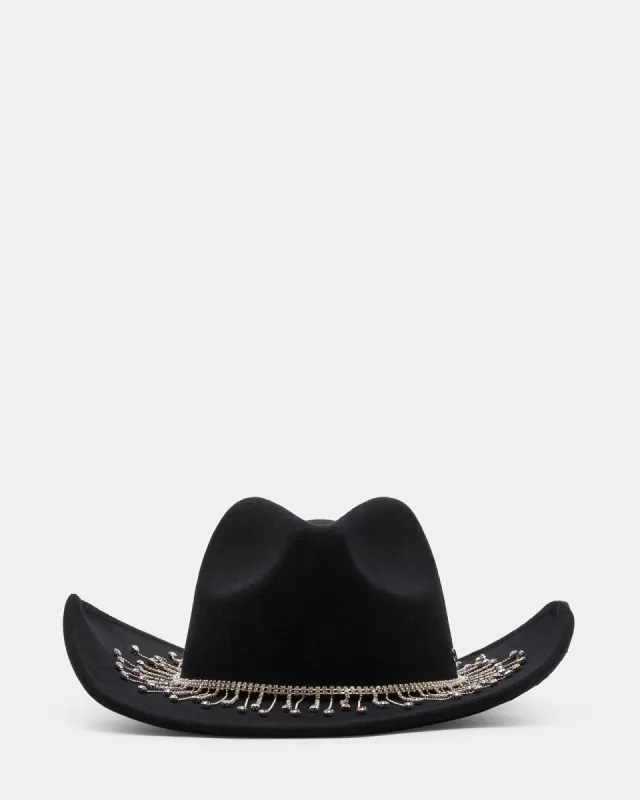 WESTERN RHINESTONE HAT BLACK made by Steve Madden