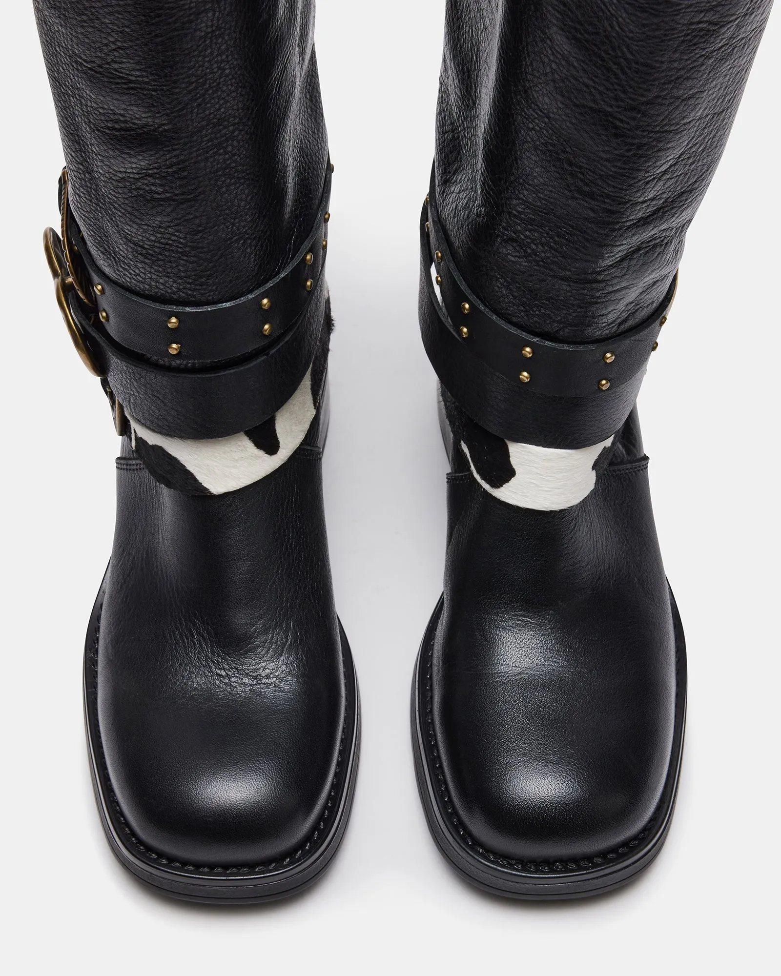 Combat Boots Steve Madden Galway Black Leather Boots Chelsea Boot