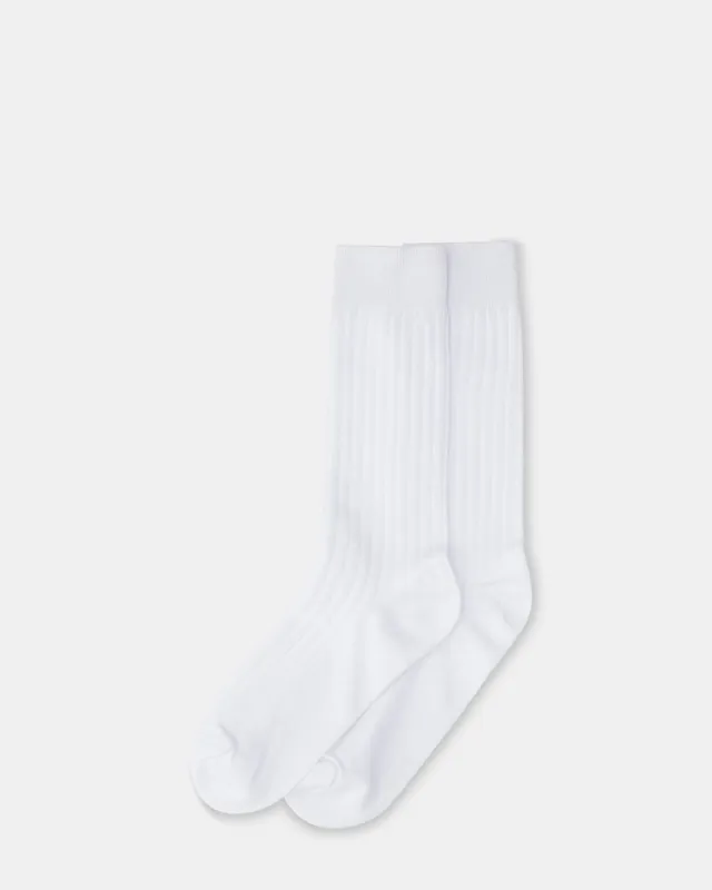 RIBBED CREW SOCKS WHITE sold by Steve Madden