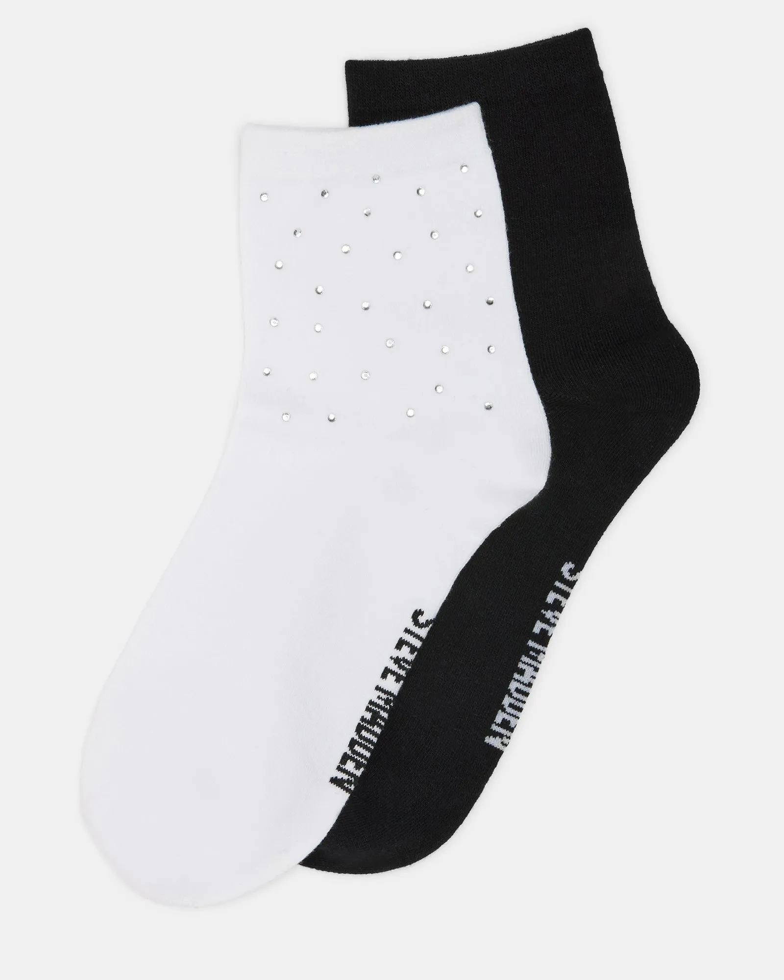 ICED SOCKS WHITE/BLACK sold by Steve Madden