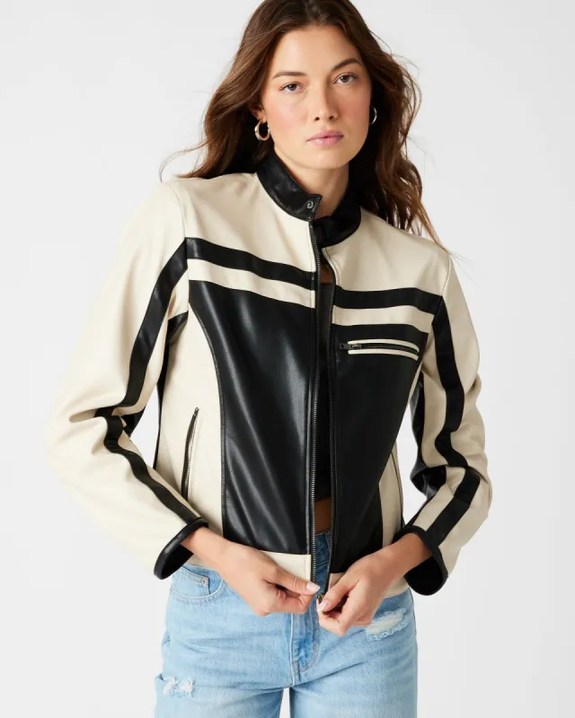 XAVI RACER JACKET BLACK/WHITE sold by Steve Madden