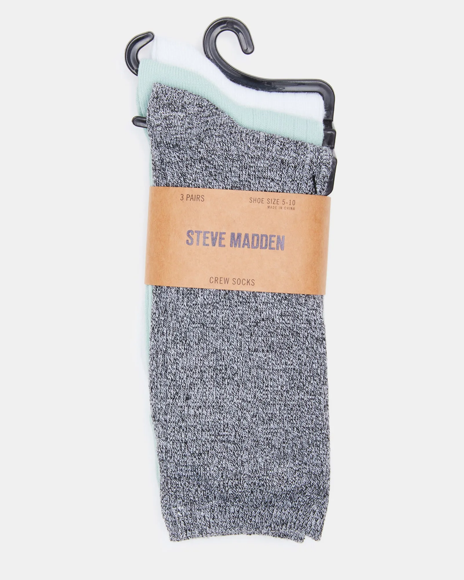 STRIPED RIBBED CREW SOCKS BLACK MULTI sold by Steve Madden product image thumbnail 2