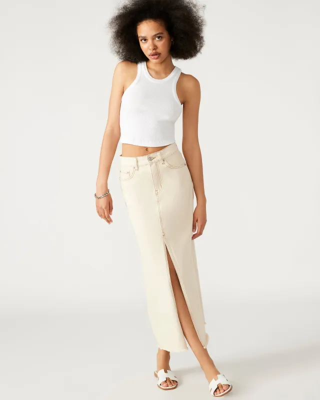 AVANI DENIM SKIRT IVORY sold by Steve Madden