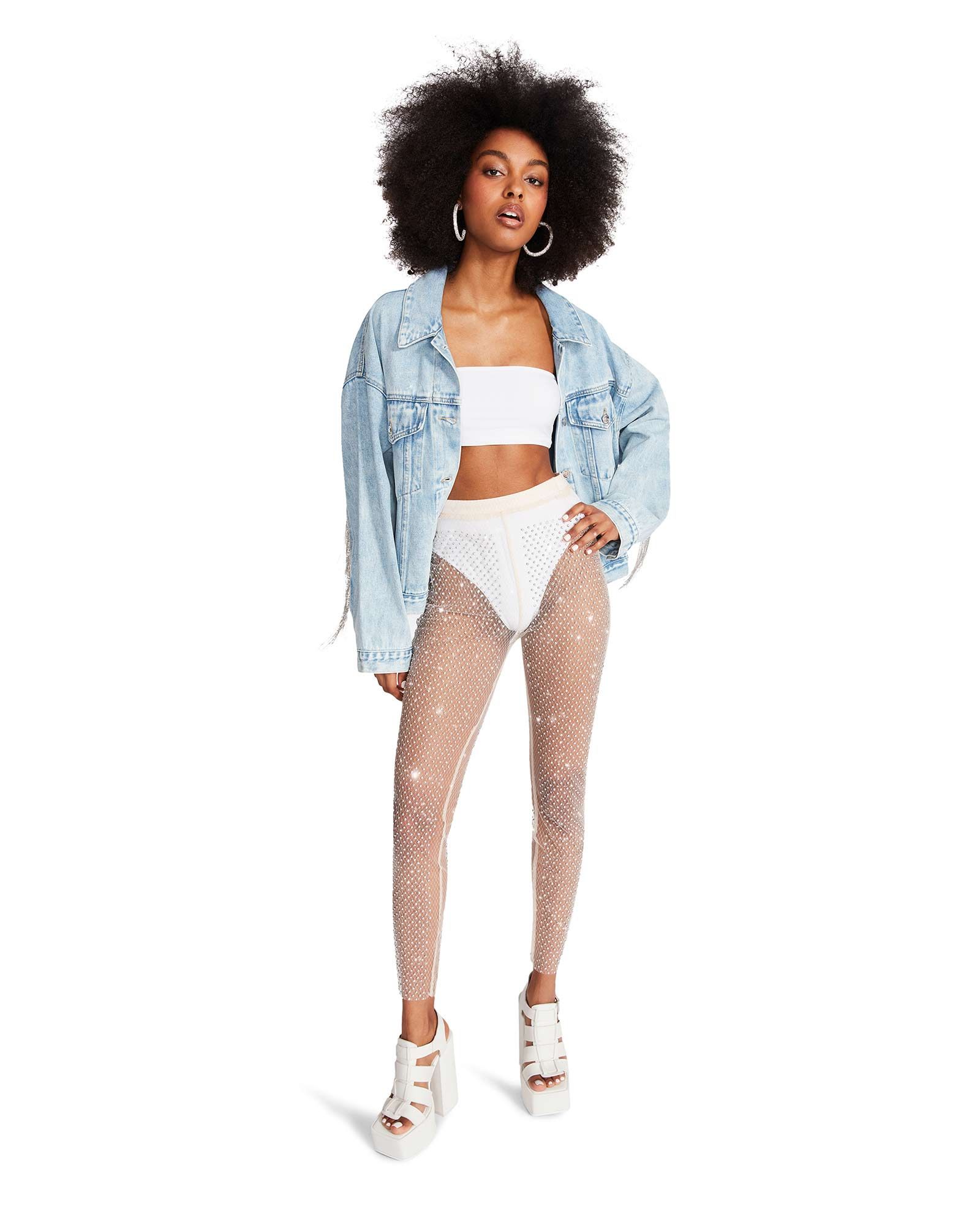 MESH RHINESTONE PANTS IVORY sold by Steve Madden