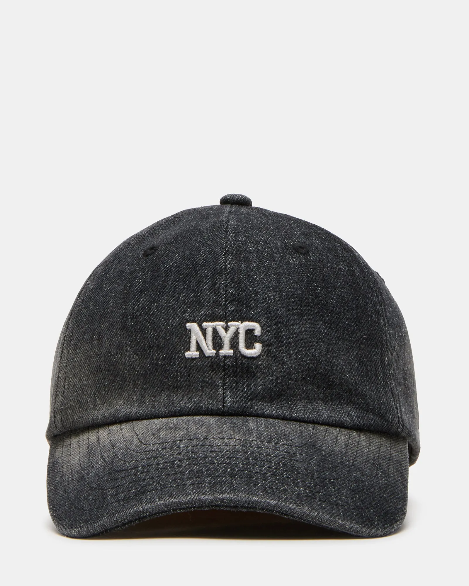 NYC CITY DAD CAP BLACK/DENIM sold by Steve Madden