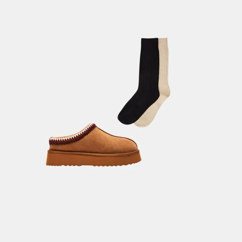 SHOP THE LOOK SELENA + RIBBED CREW SOCKS sold by Steve Madden