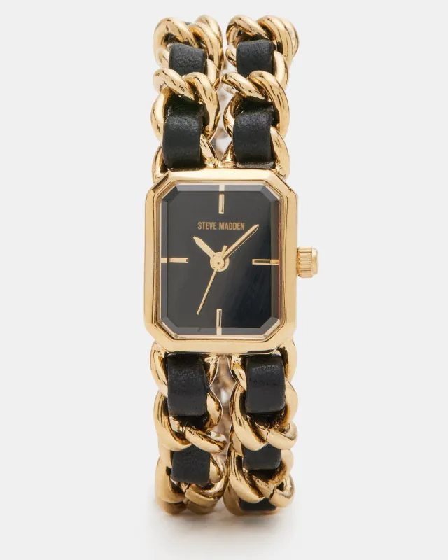 WOVEN CHAIN WATCH BLACK sold by Steve Madden