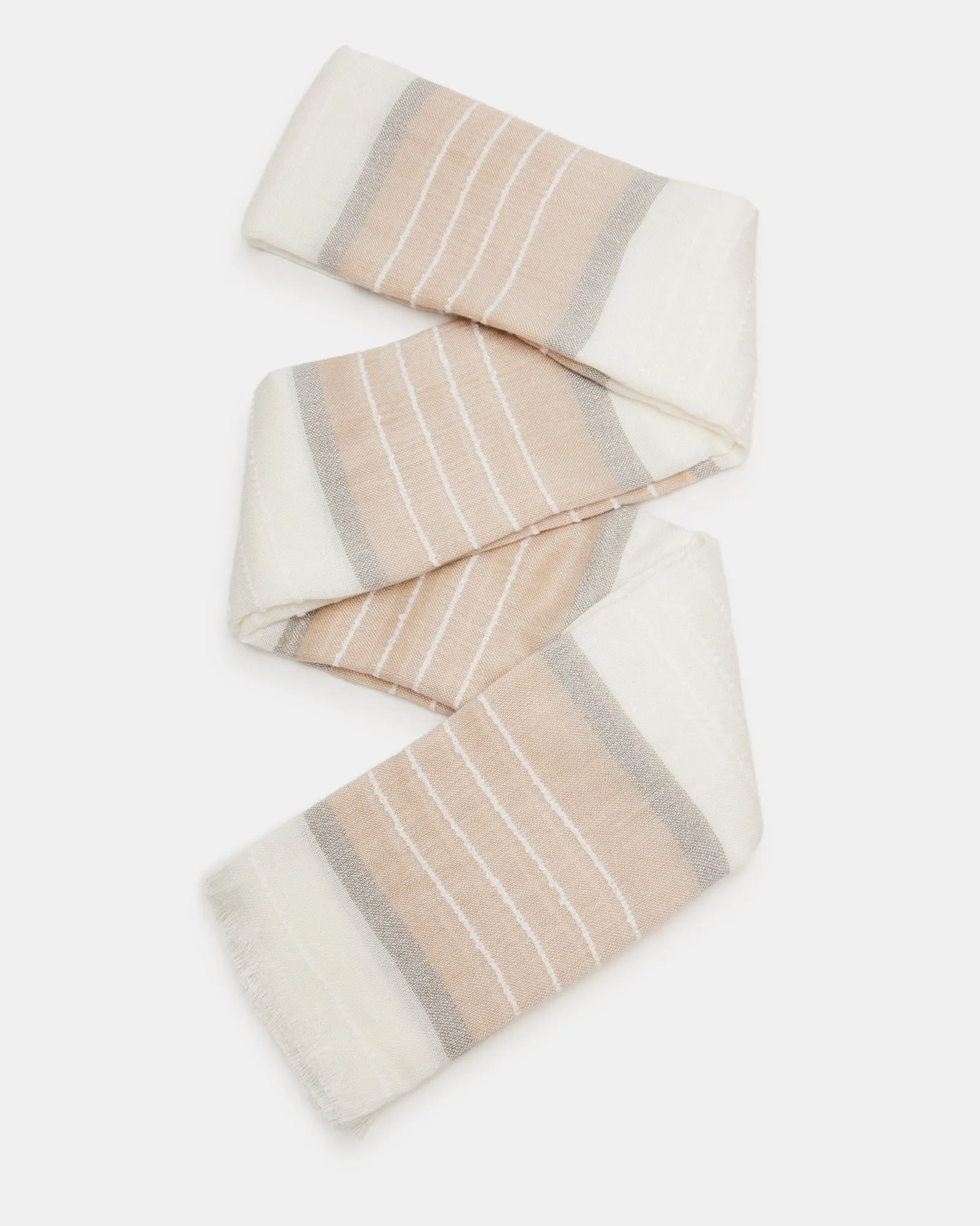 STRIPED OBLONG SCARF NATURAL sold by Steve Madden product image thumbnail 3