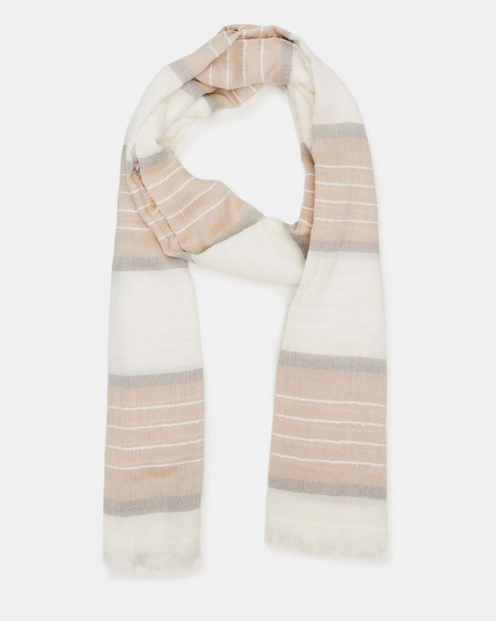 STRIPED OBLONG SCARF NATURAL sold by Steve Madden