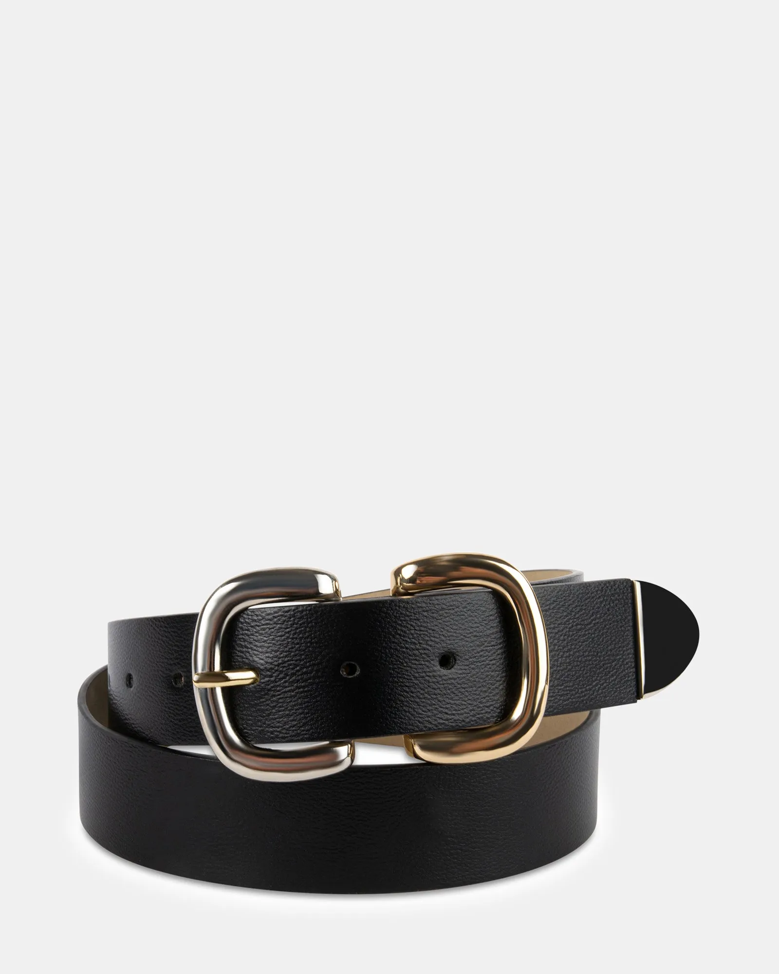 TWO TONE DOUBLE BUCKLE BELT BLACK sold by Steve Madden product image thumbnail 2