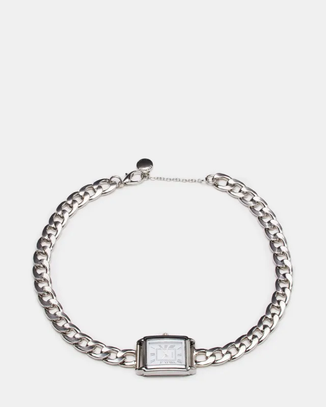 WATCH NECKLACE PEWTER METALLIC sold by Steve Madden