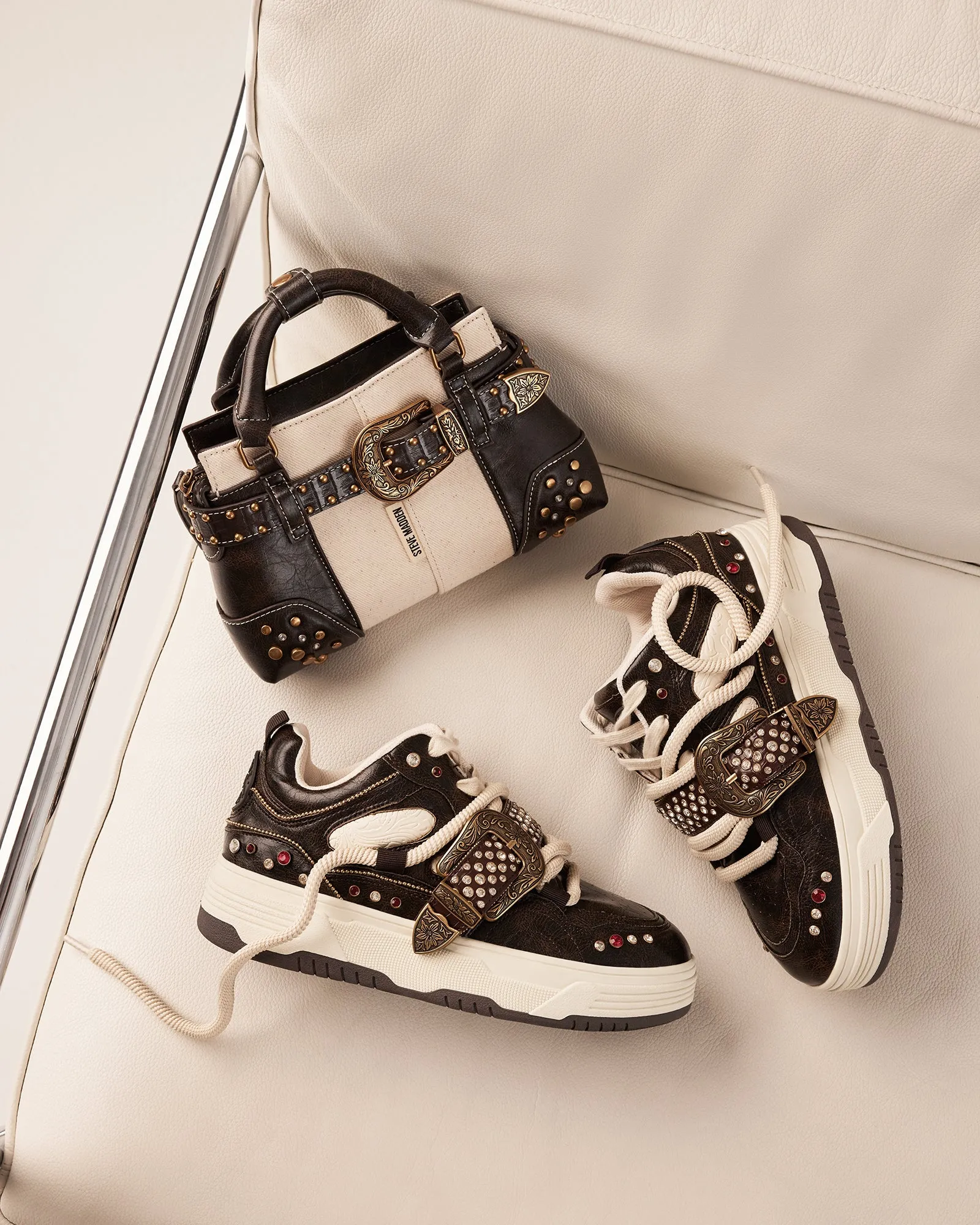 BOOMER SHOE AND BOOM BAG BROWN BUNDLE sold by Steve Madden