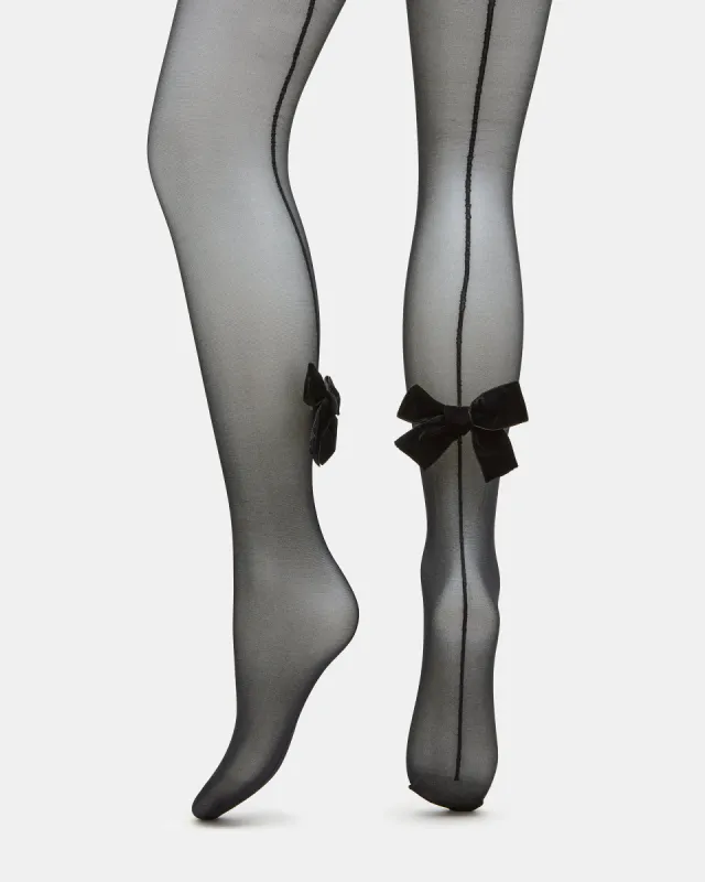 VELVET BOW TIGHTS BLACK sold by Steve Madden