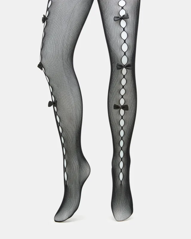 FISHNET BOW TIGHTS BLACK sold by Steve Madden