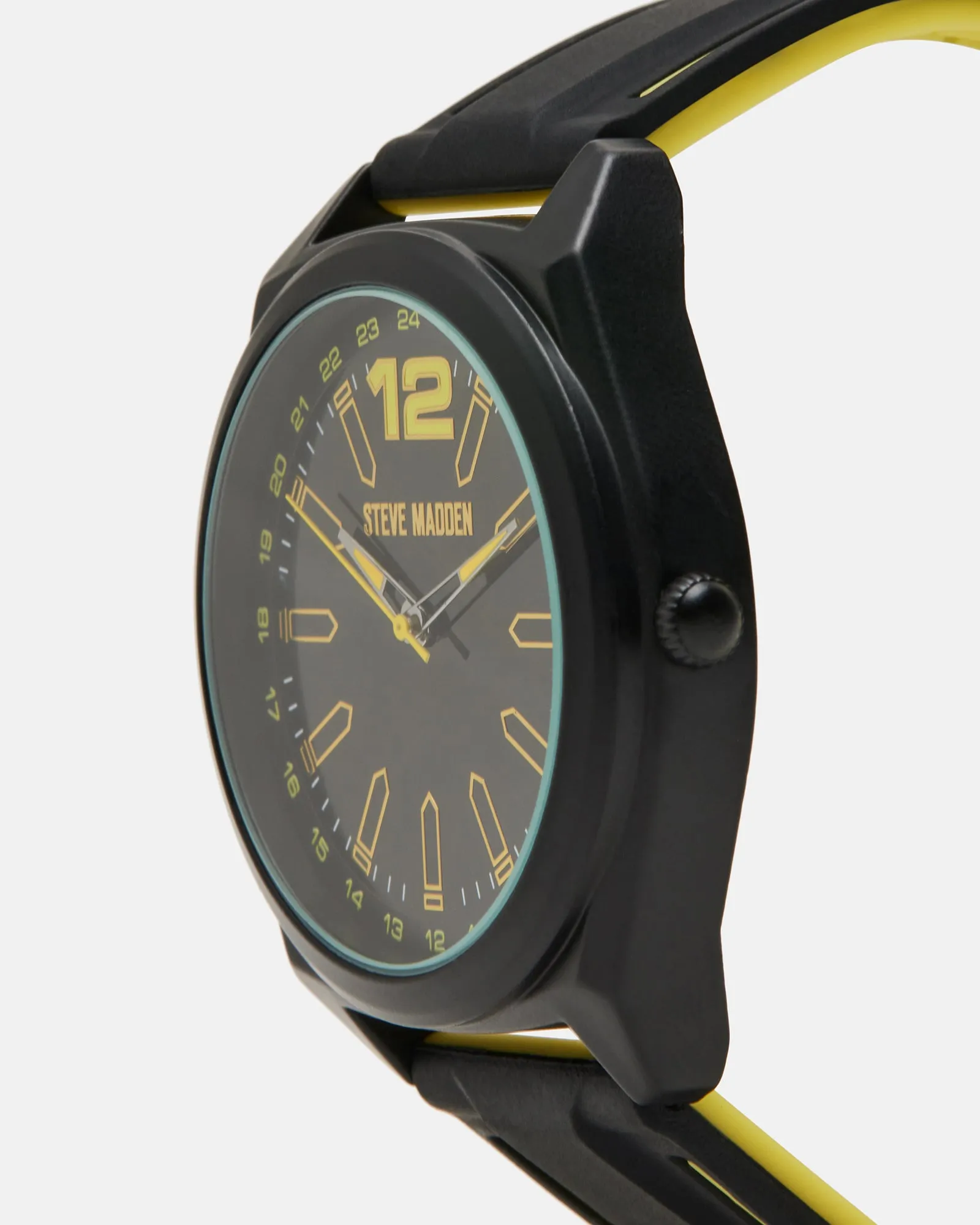MEN'S SILICONE WATCH BLACK/YELLOW sold by Steve Madden product image thumbnail 2