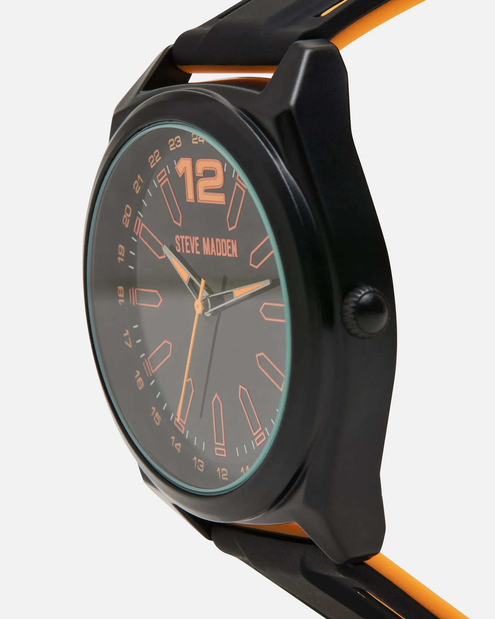 MEN'S SILICONE WATCH BLACK/ORANGE sold by Steve Madden product image thumbnail 2