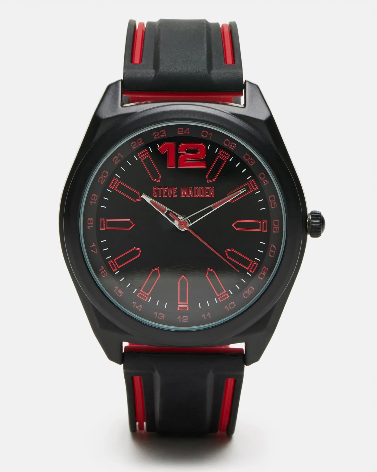 MEN'S SILICONE WATCH BLACK/RED sold by Steve Madden
